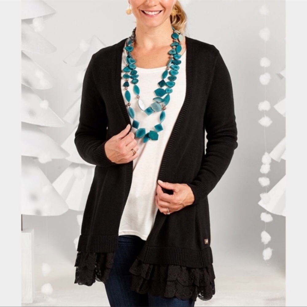 Matilda Jane Dark As Night Ruffle Cardigan Sweater